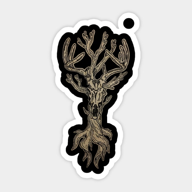 Deer Skull Tree Sticker by deadlydelicatedesigns
